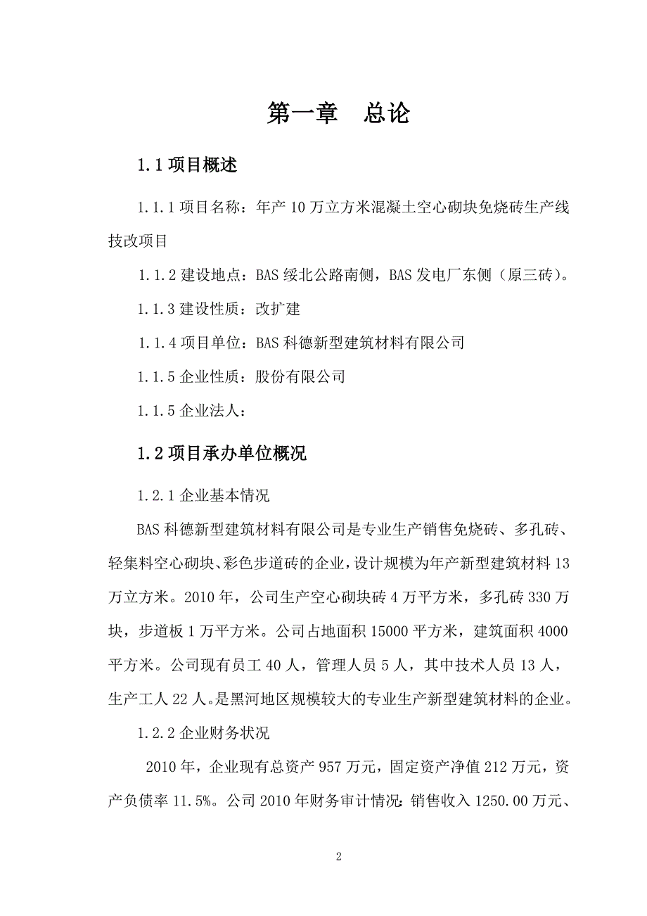 新型建筑材料生_产线改造项目资金申请报告_第2页