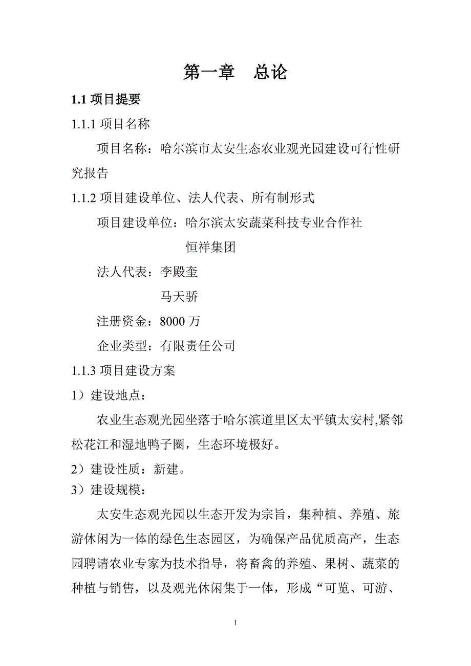 哈尔滨道里区太平镇太安村生态农业观光园建设可行性研究报告定稿_第4页