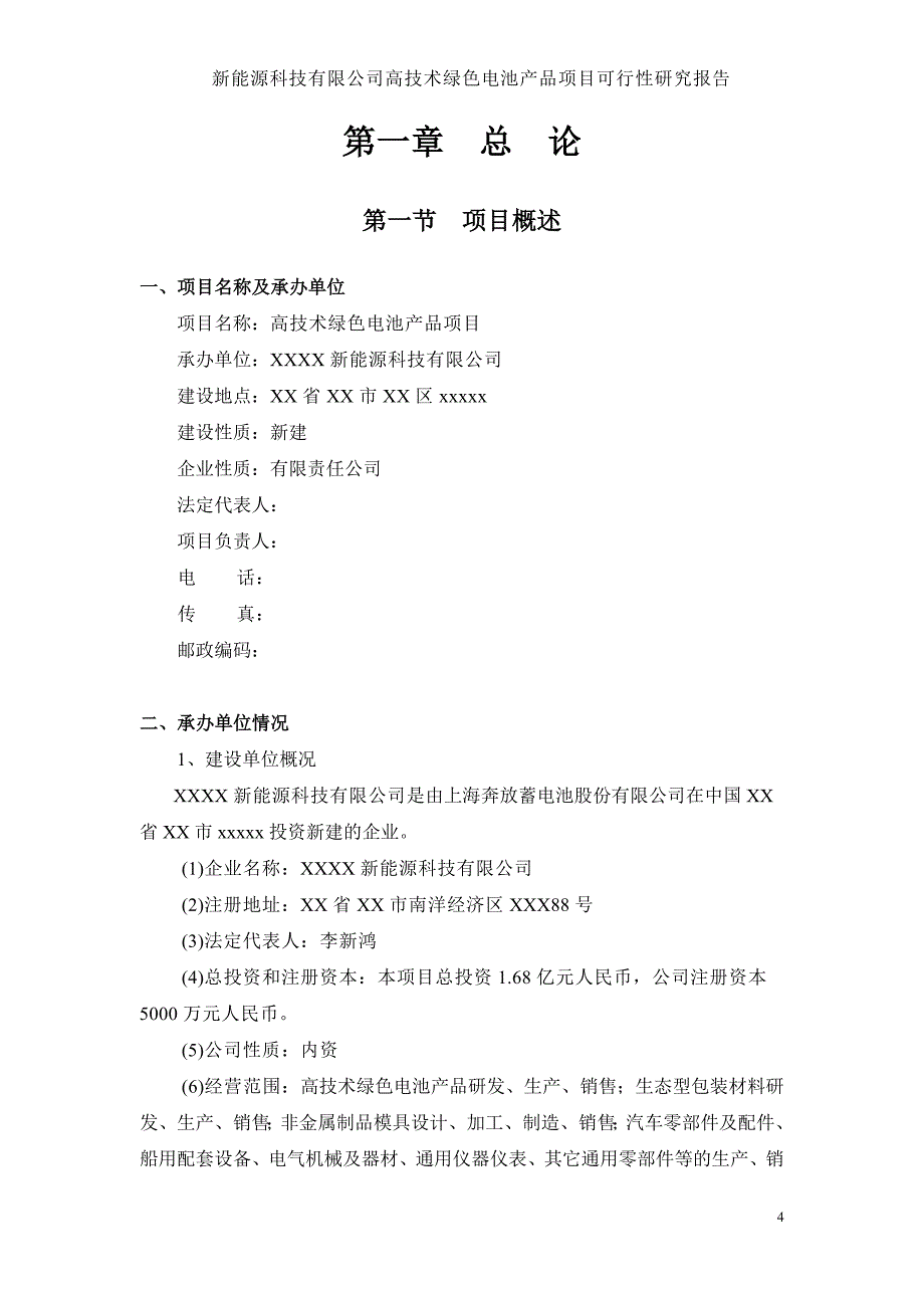 高技术绿色电池产品项目可行性研究报告_第4页