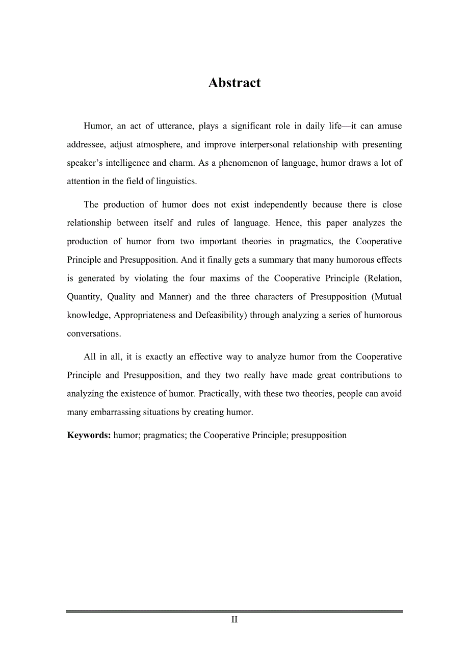 英语本科毕业设计（论文）-从语用学角度看英语会话中幽默的产生_第3页