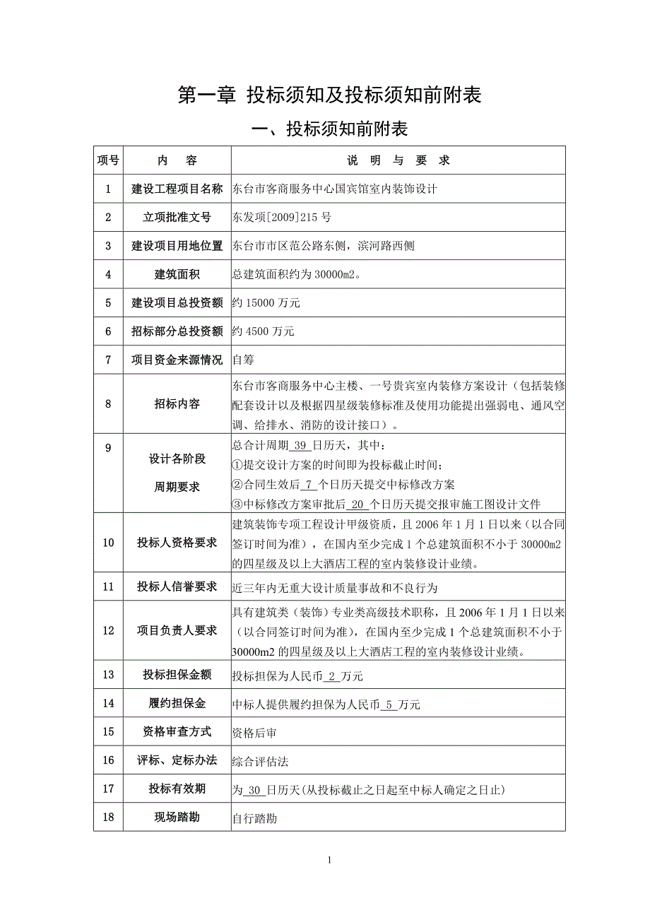 东台市客商服务中心国宾馆室内装饰设计招标文件_第1页