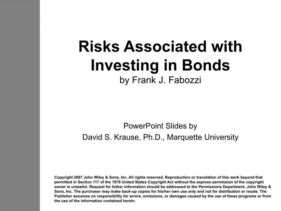 risks associated with investing in bonds_第1页