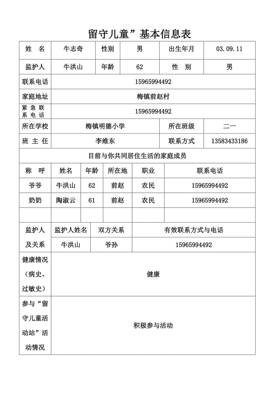 “留守儿童”基本信息表_第5页