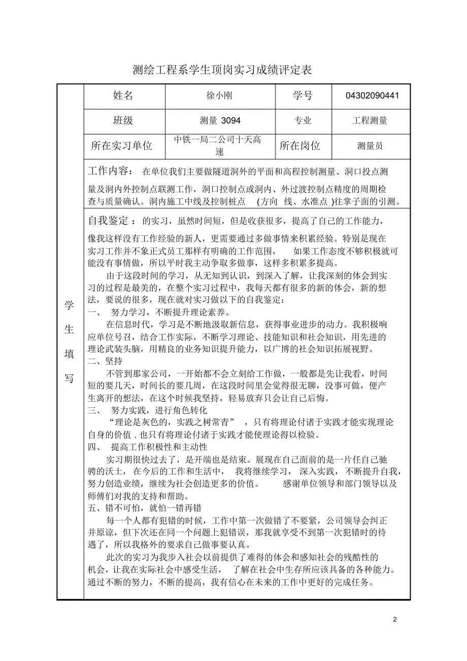 顶岗实习报告测量100000_第2页