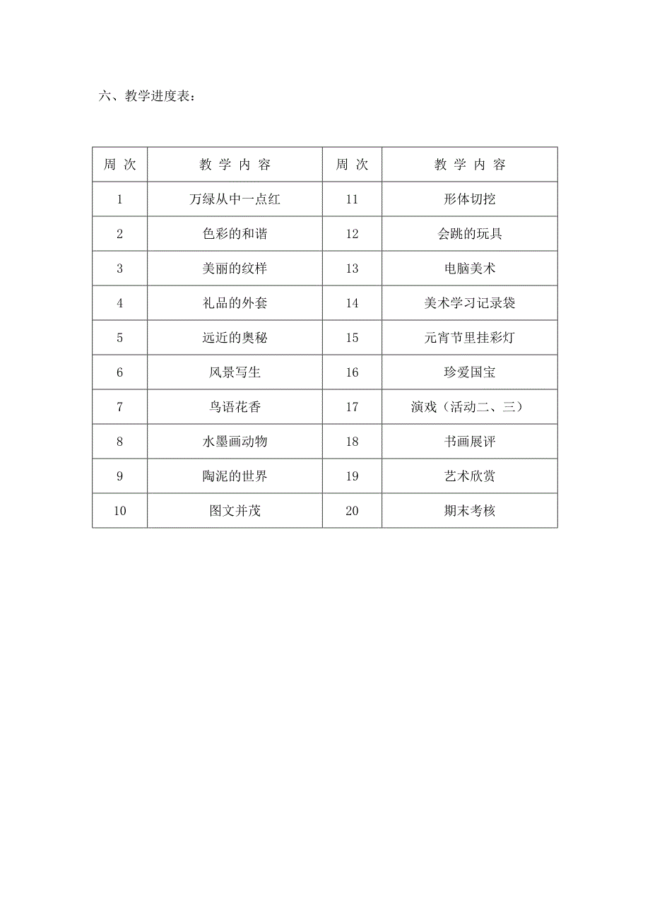 青岛版小学五年级上册美术教学计划_第4页