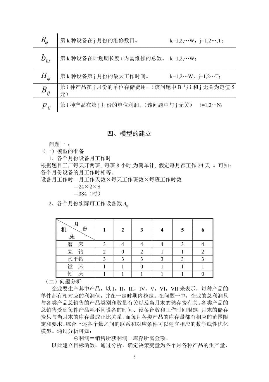 数学建模优秀论文-机械产品生产计划的优化模型_第5页