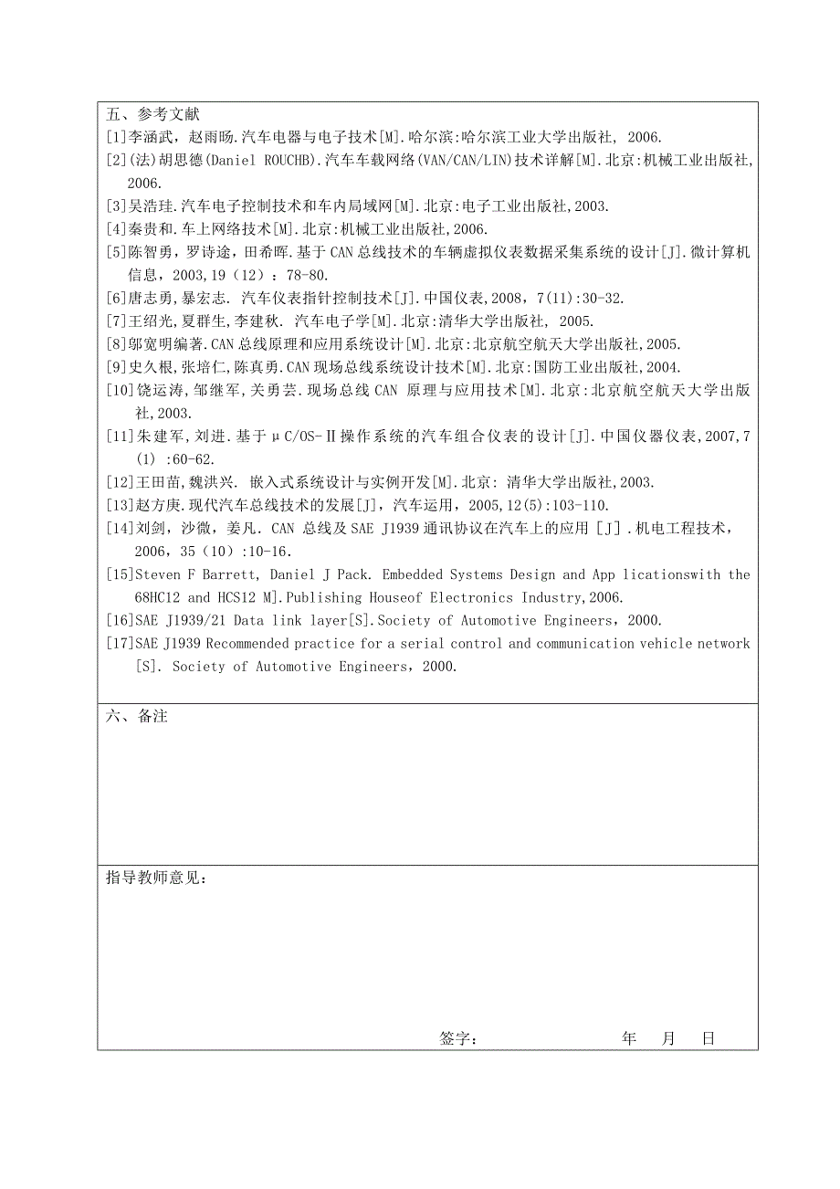 车辆工程毕业设计（论文）开题报告-基于CAN总线的汽车仪表设计_第4页