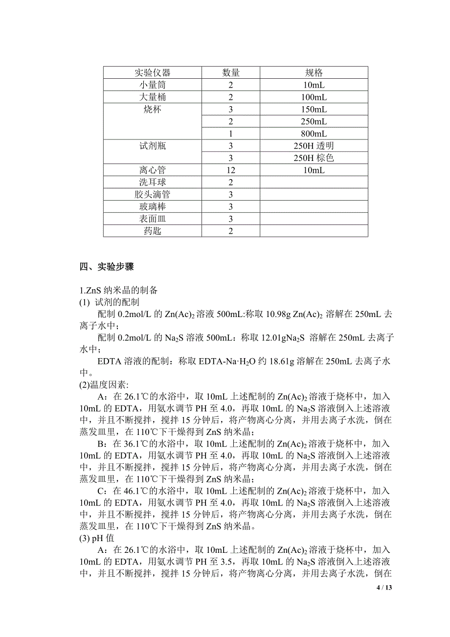 ZnS纳米材料的可控合成及光电性能研究_第4页