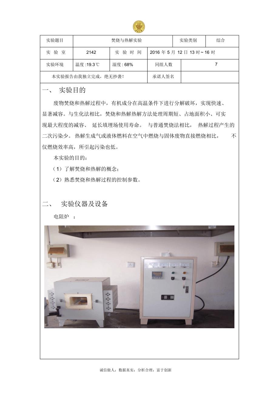 焚烧与热解-东华大学环境学院大三实验报告_第2页