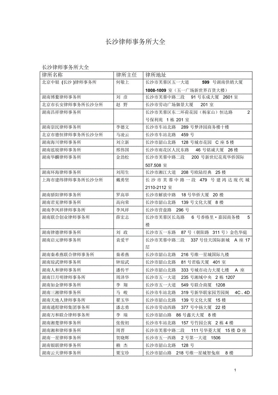 长沙律师事务所大全长沙律师事务所_第1页