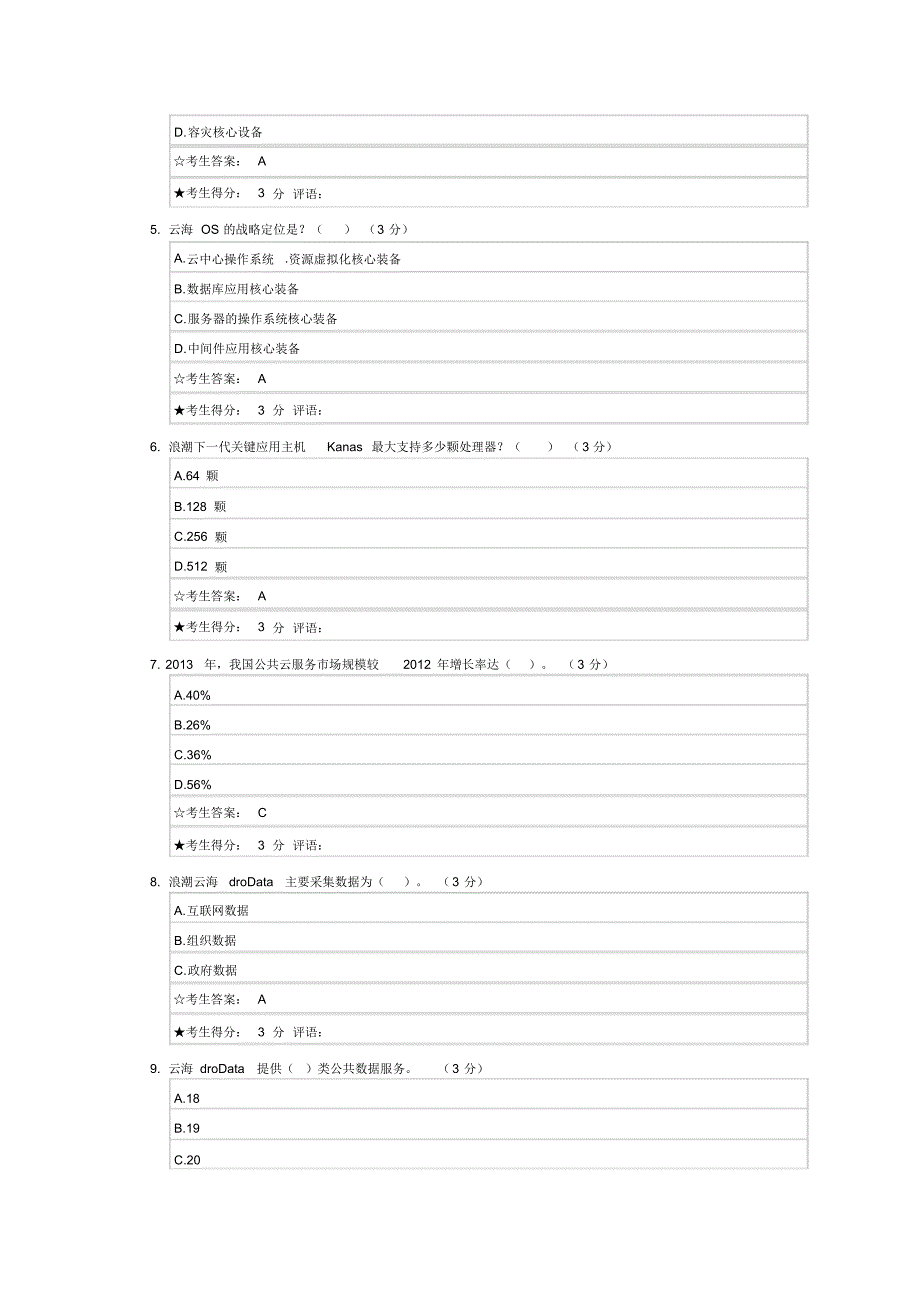 浪潮大学管理学院云计算战略考试-100分_第2页