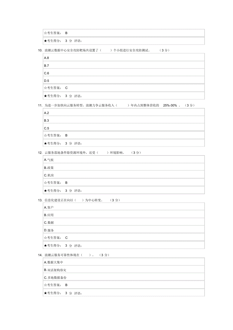 浪潮大学管理学院云计算战略考试-100分_第3页