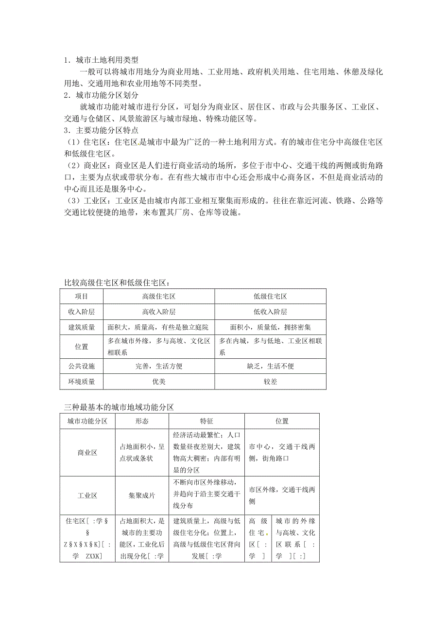 贵州省兴义市天赋中学地理必修二教案：2.1城市内部空间结构_第3页