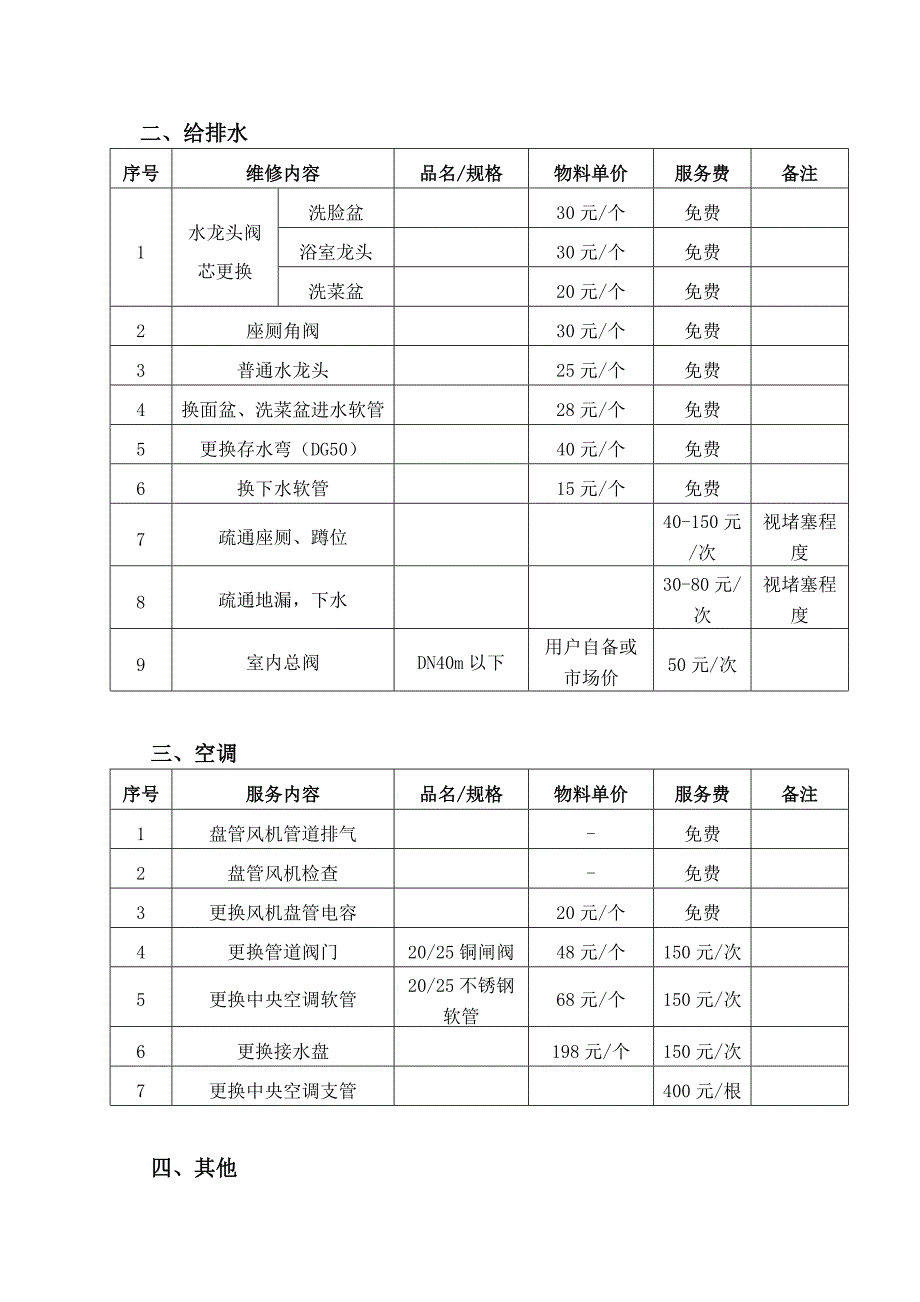 物业有偿服务项目及收费管理办法_第4页