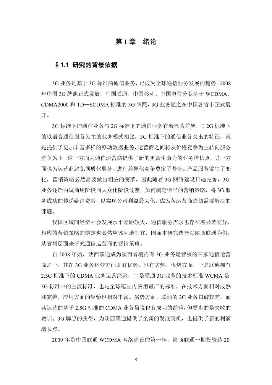 陕西联通3G业务营销策略研究_第5页