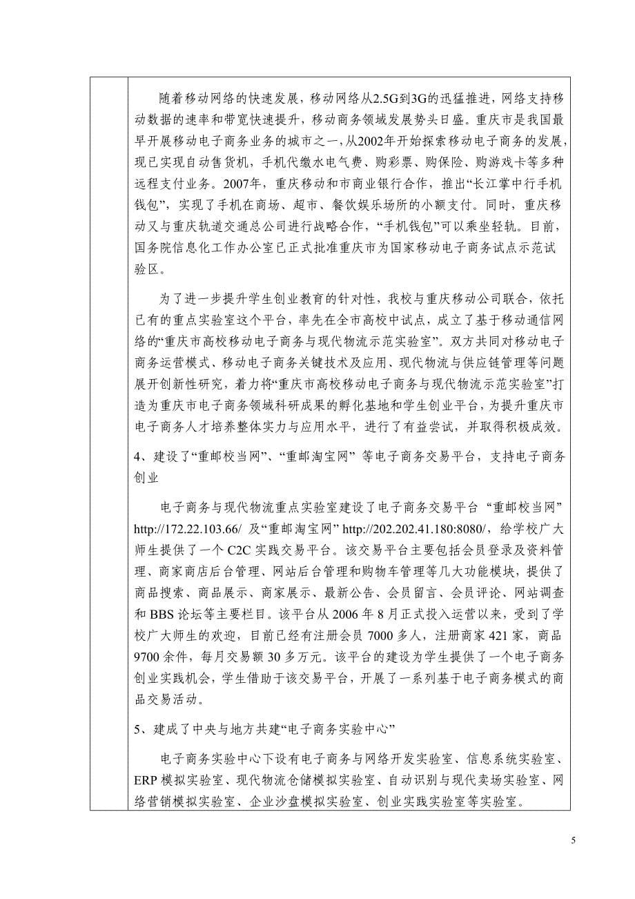 电子商务创业人才培养模式创新实验区申报书doc - 重庆市教委--高等 _第5页