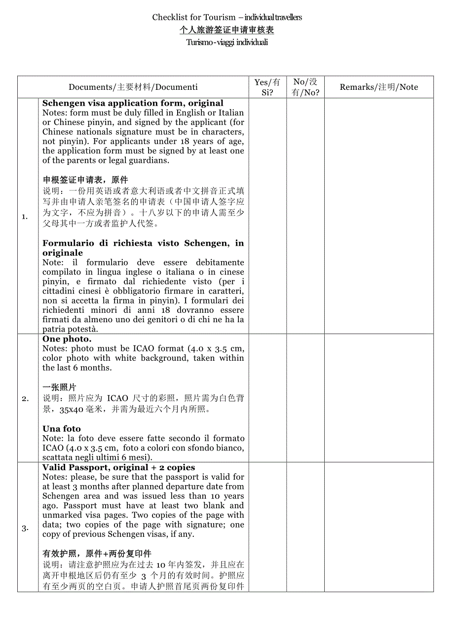 意大利签证申请准备清单一览_第1页