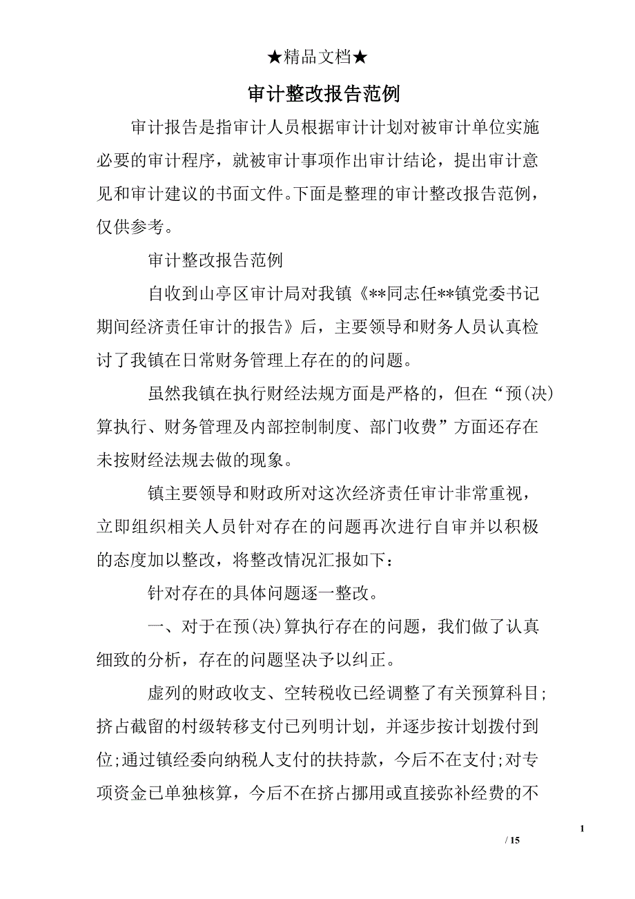 审计整改报告范例_第1页