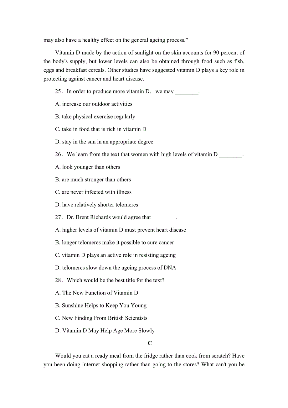 外研社英语 必修二 module 1验收检测_第3页