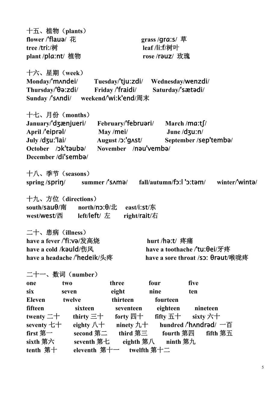 小学英语单词分类表汇总(音标)_第5页