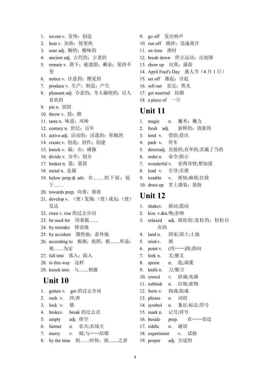 初三英语重要单词词组_第4页