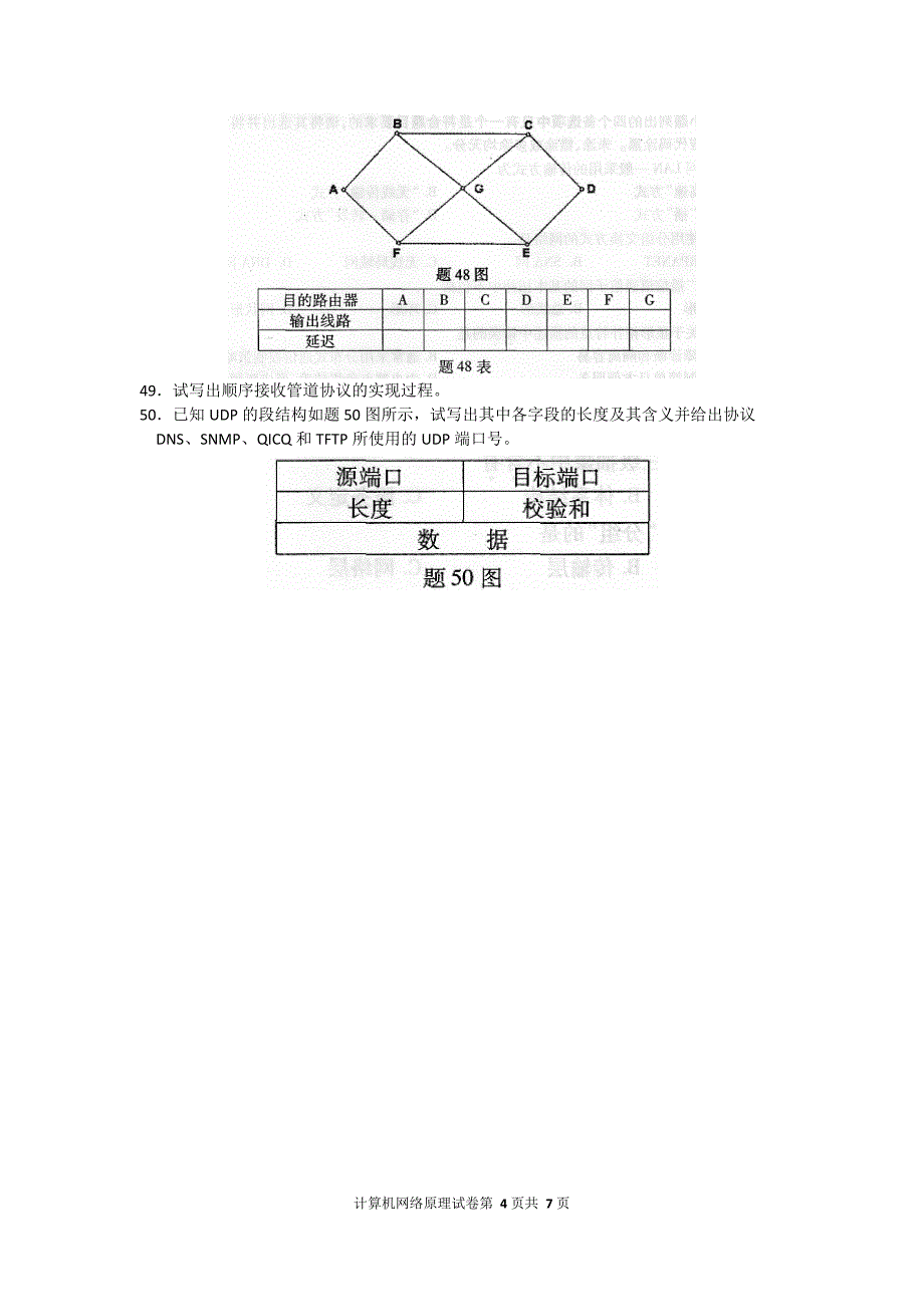2015年10月自考计算机网络原理(04741)试题及答案解析_第4页