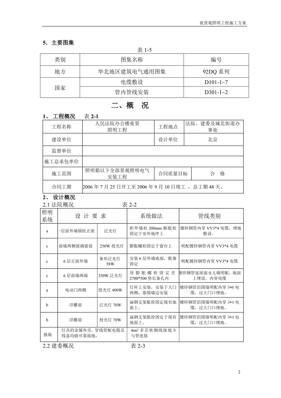 夜景观照明工程施工方案_第2页