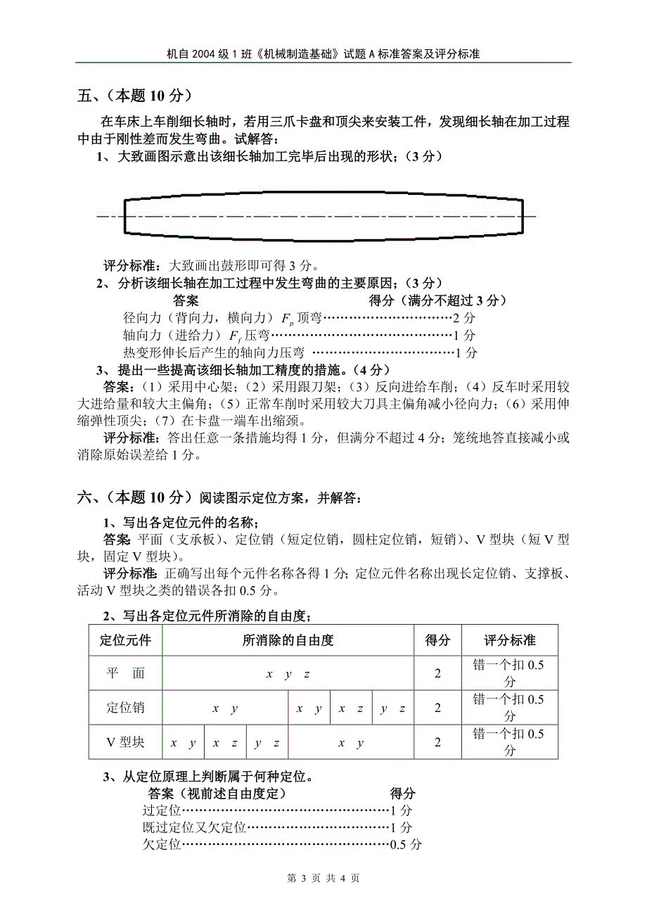 机械制造基础考试题1标准答案及评分标准._第3页