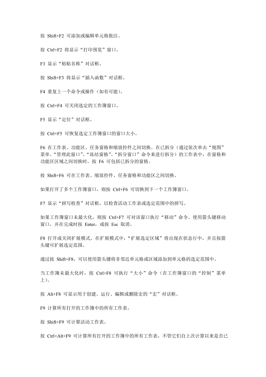 最新最全Excel 快捷键和功能键_第4页