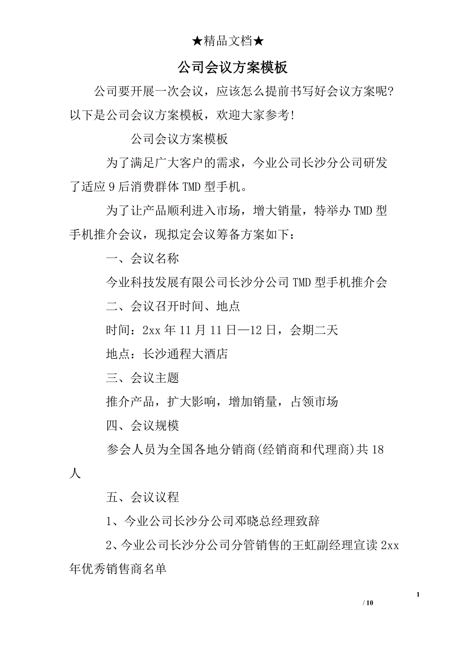 公司会议方案模板_第1页