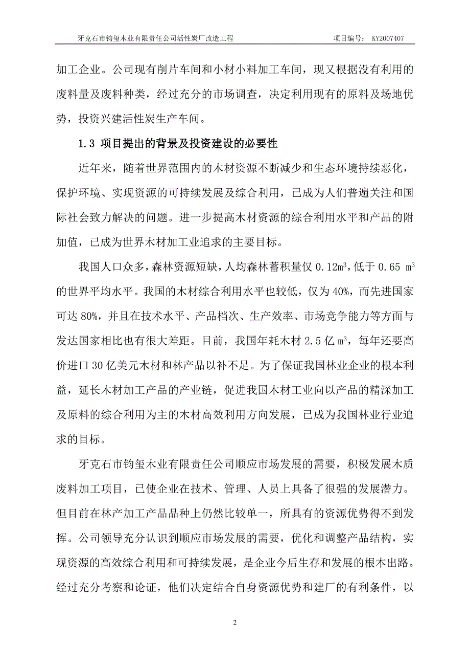 活性炭厂改造工程项目可行性研究报告_第2页