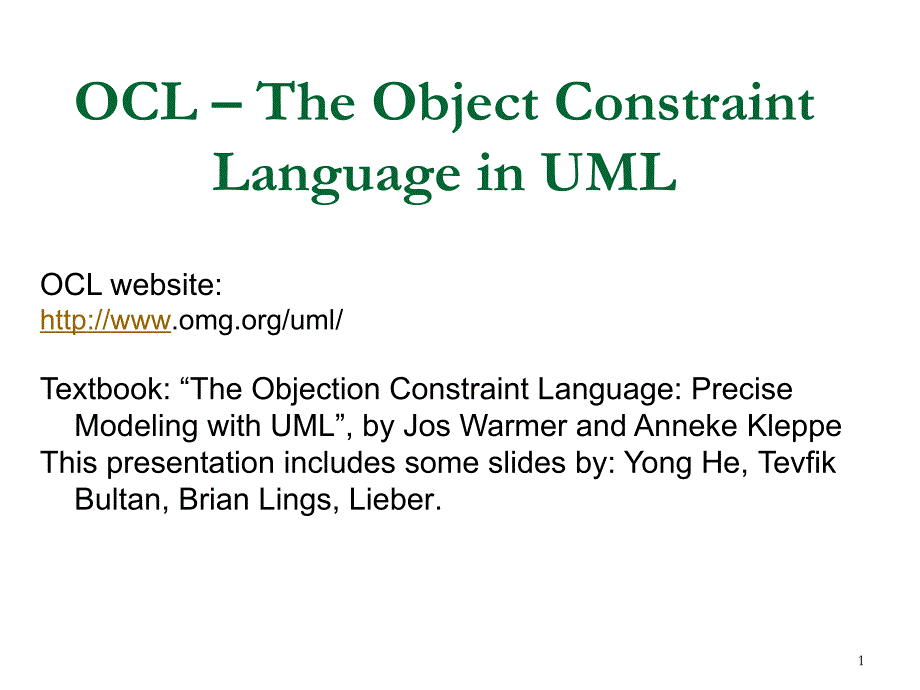 ocl – the object constraint language in uml_第1页