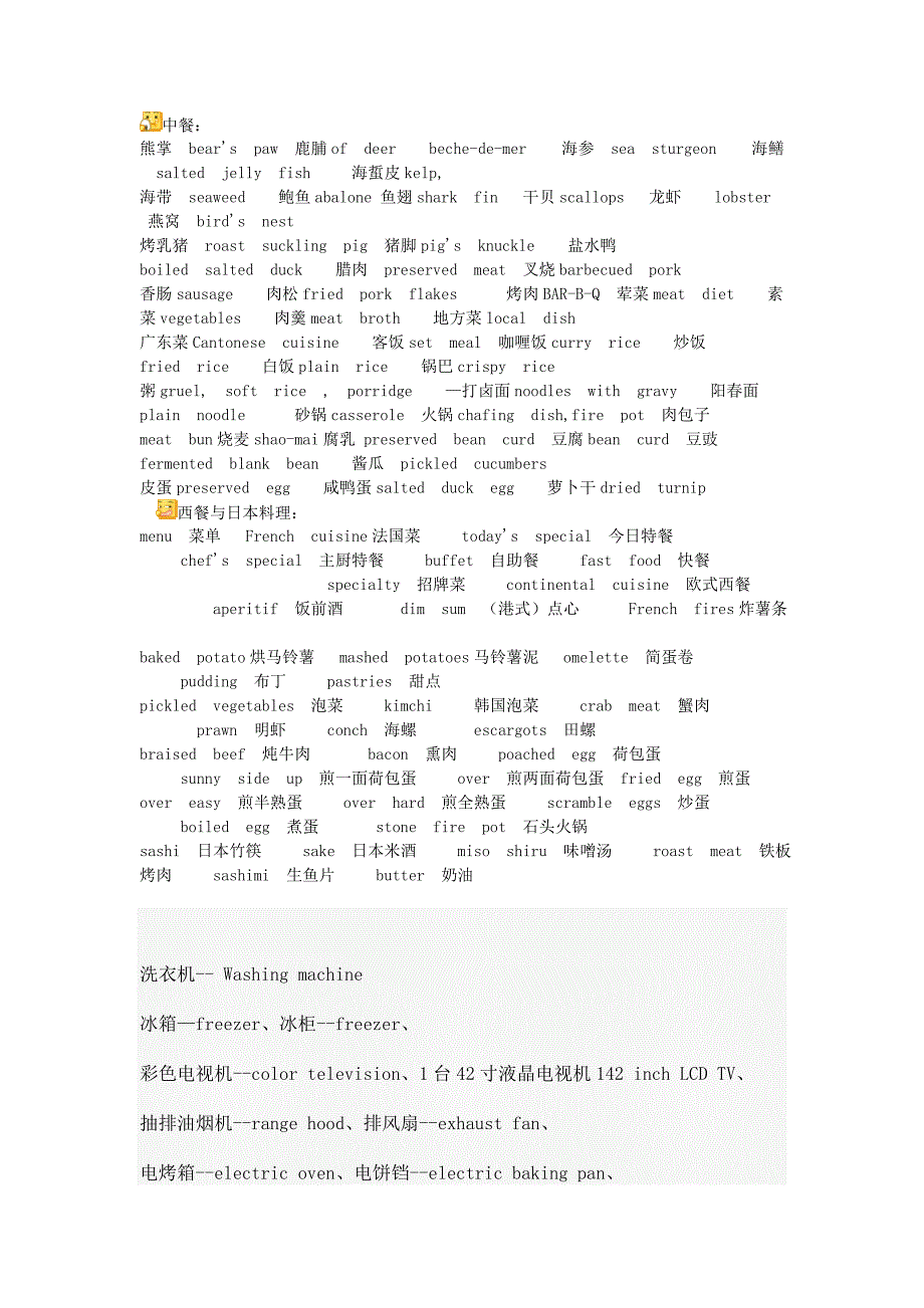 食品和电器的英文表示_第4页