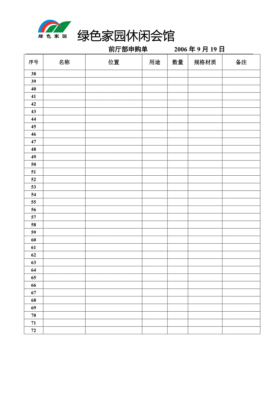 绿色家园前厅部申购明细_第2页