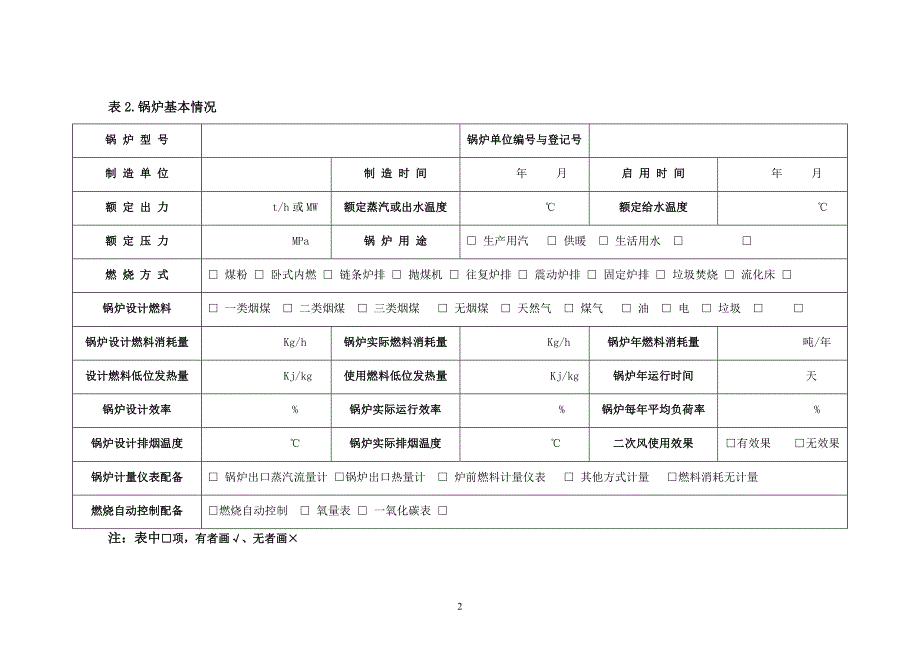 锅炉能耗基本情况调查表_第2页