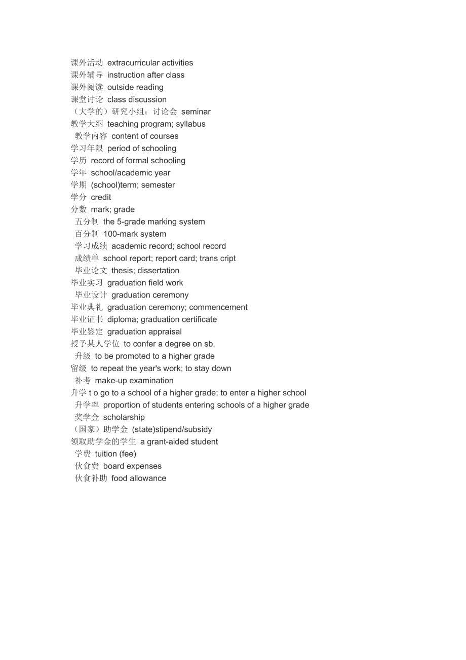 国内常用的教育类词汇翻译_第5页