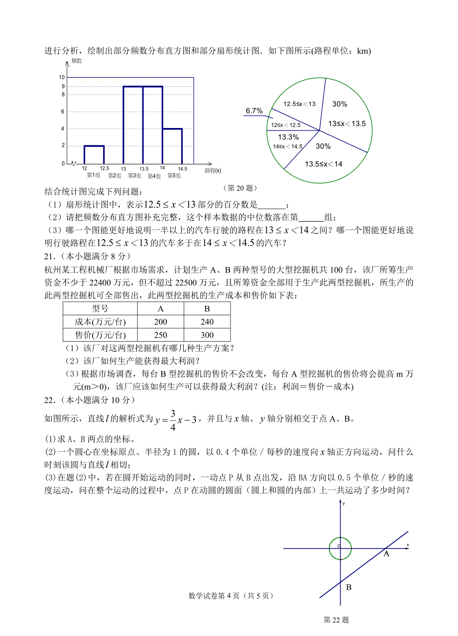 2009年杭州市各类高中招生文化模拟考试数学试卷_第4页