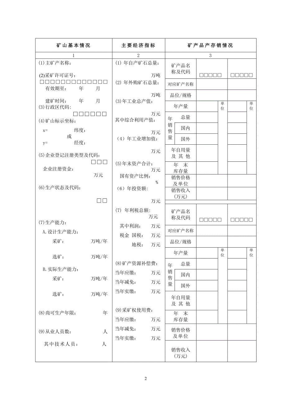 年度固体矿产资源统计基础表_第2页