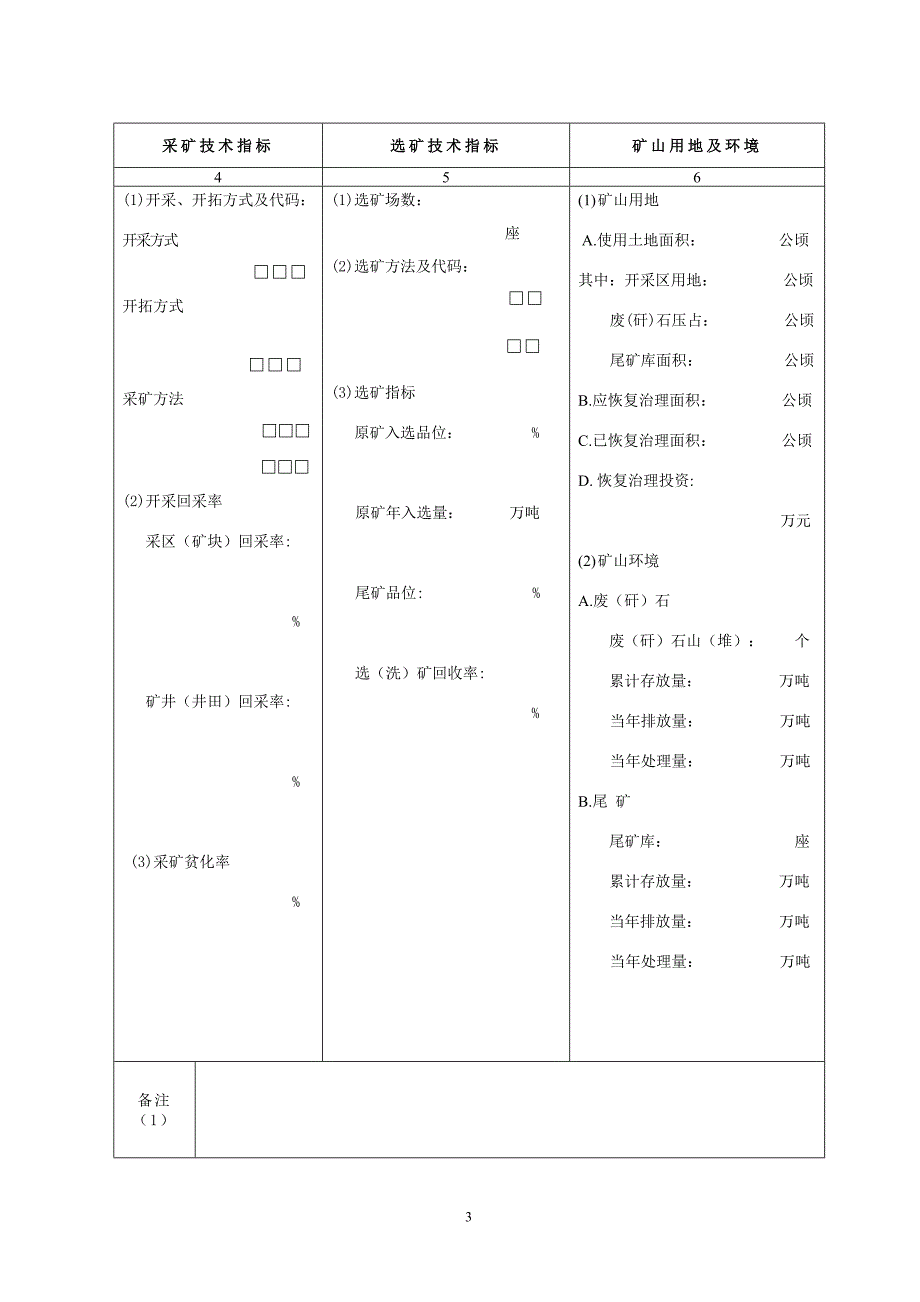 年度固体矿产资源统计基础表_第3页