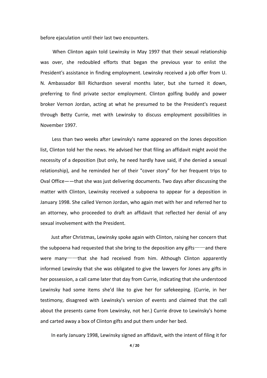 法律英语经典案例：2005年审判克林顿总统弹劾案_第4页
