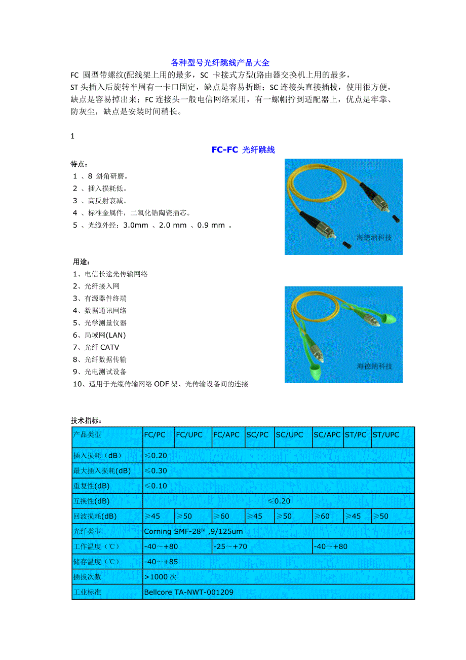 光纤跳线lc、st、fc、sc、光电转换器、光端机使用大全_第1页