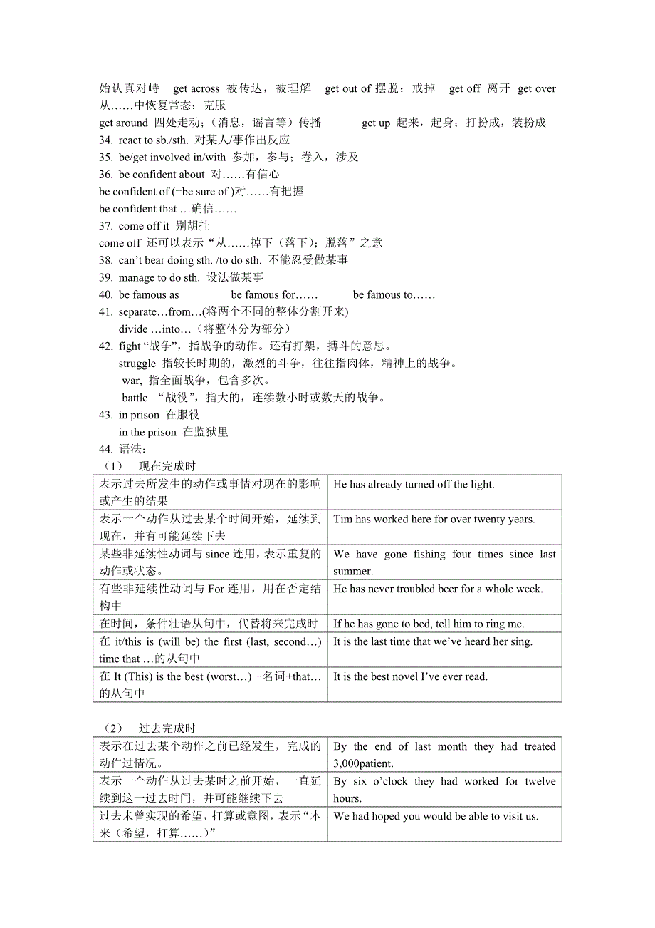 北师大版高一英语必修一u2知识点_第3页