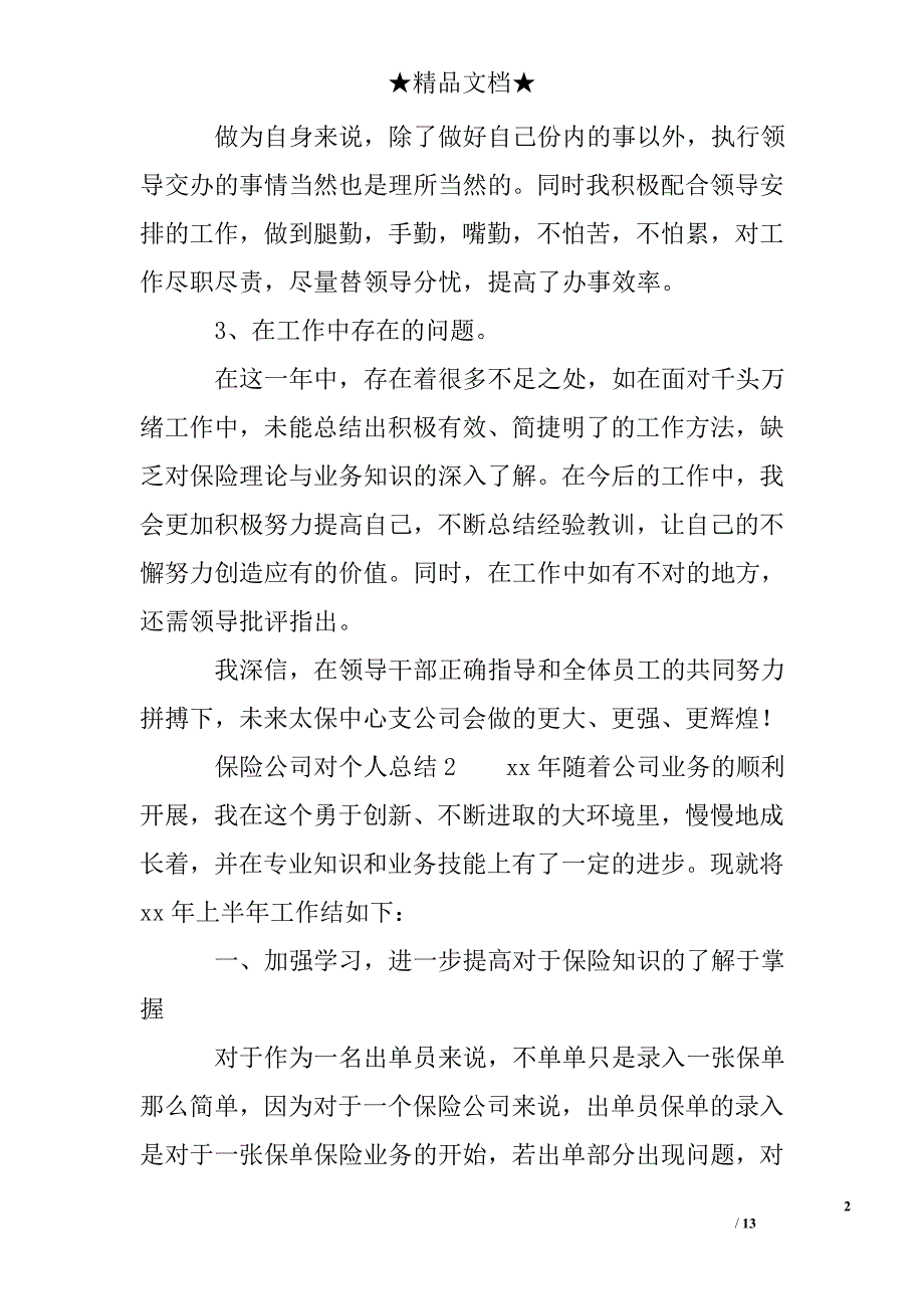 保险公司对个人总结_第2页