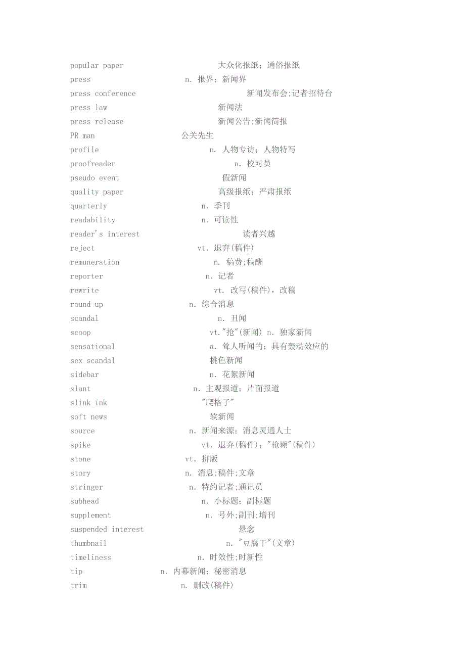 新闻毕业论文应涉及的英语专业词汇_第4页