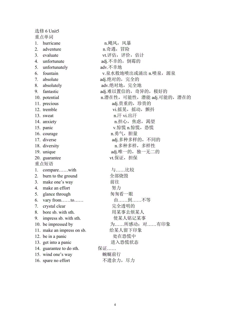 高中英语必修6词组词汇总结_第4页