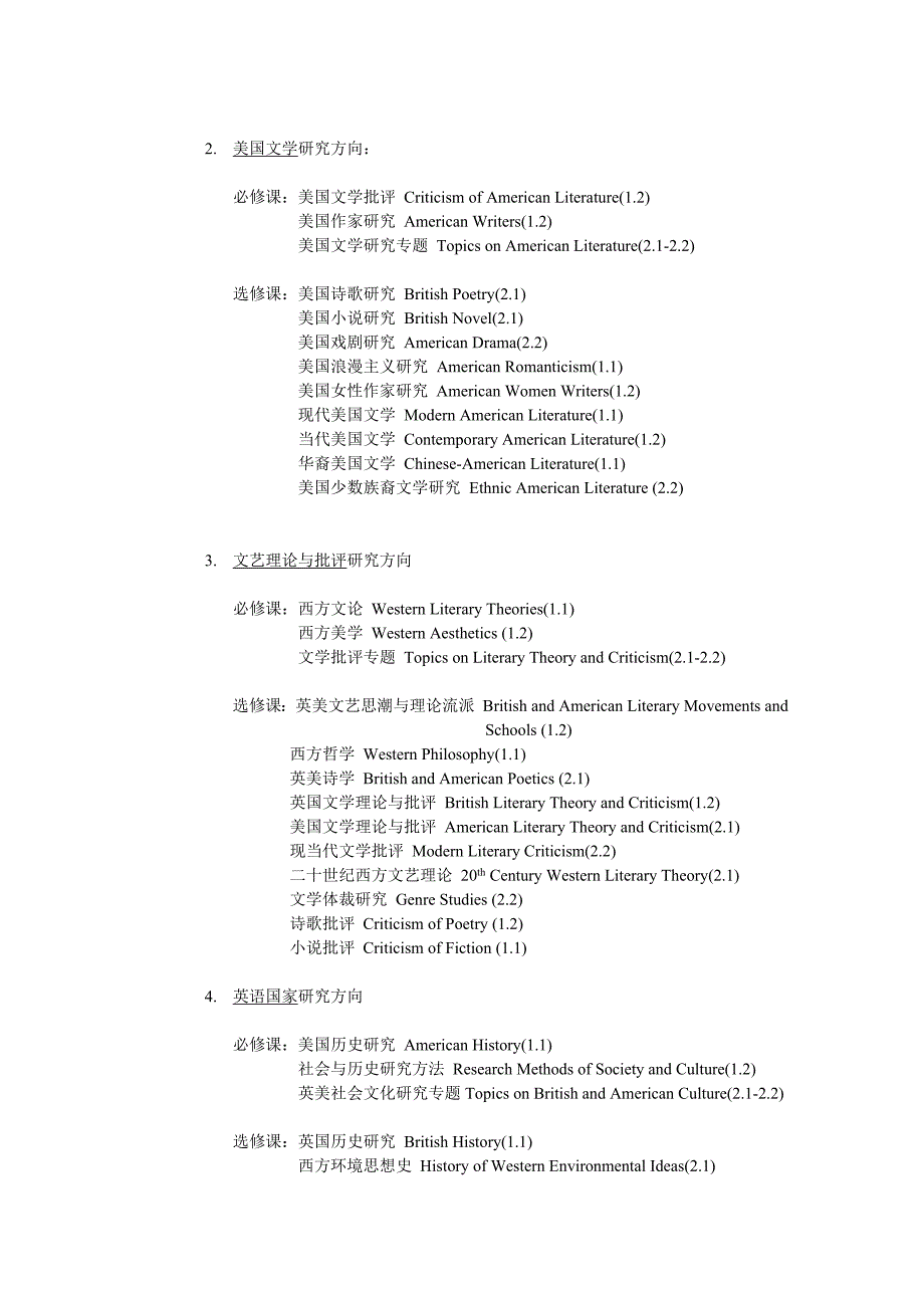 英语语言文学培养方案_第3页