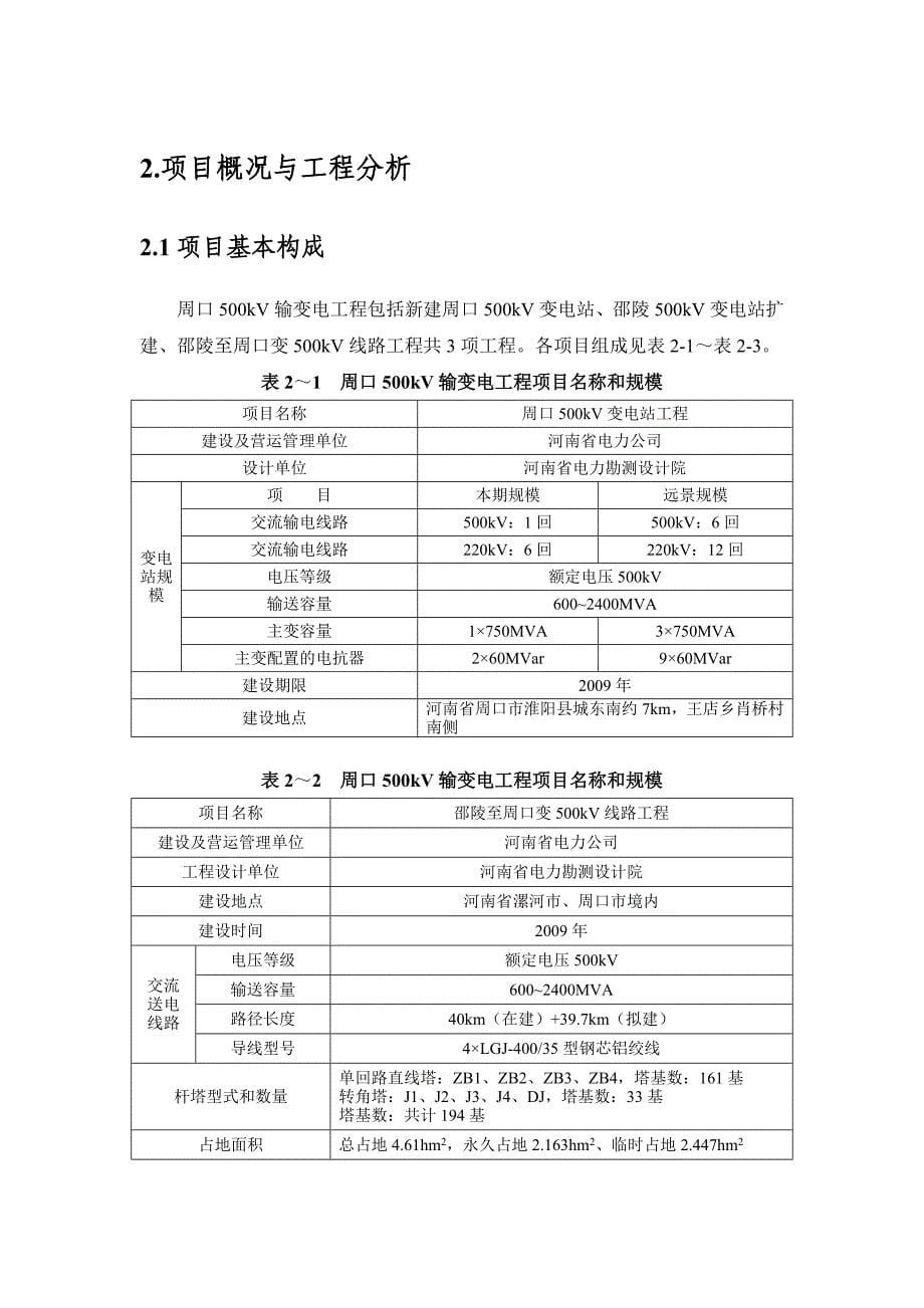 河南周口500kv输变电工程环境报告书_第5页