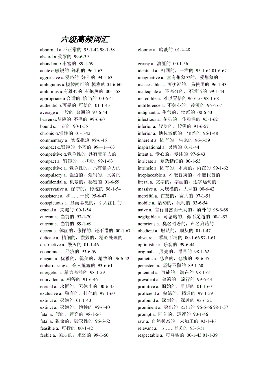 六级核心词汇(分类版)_第1页