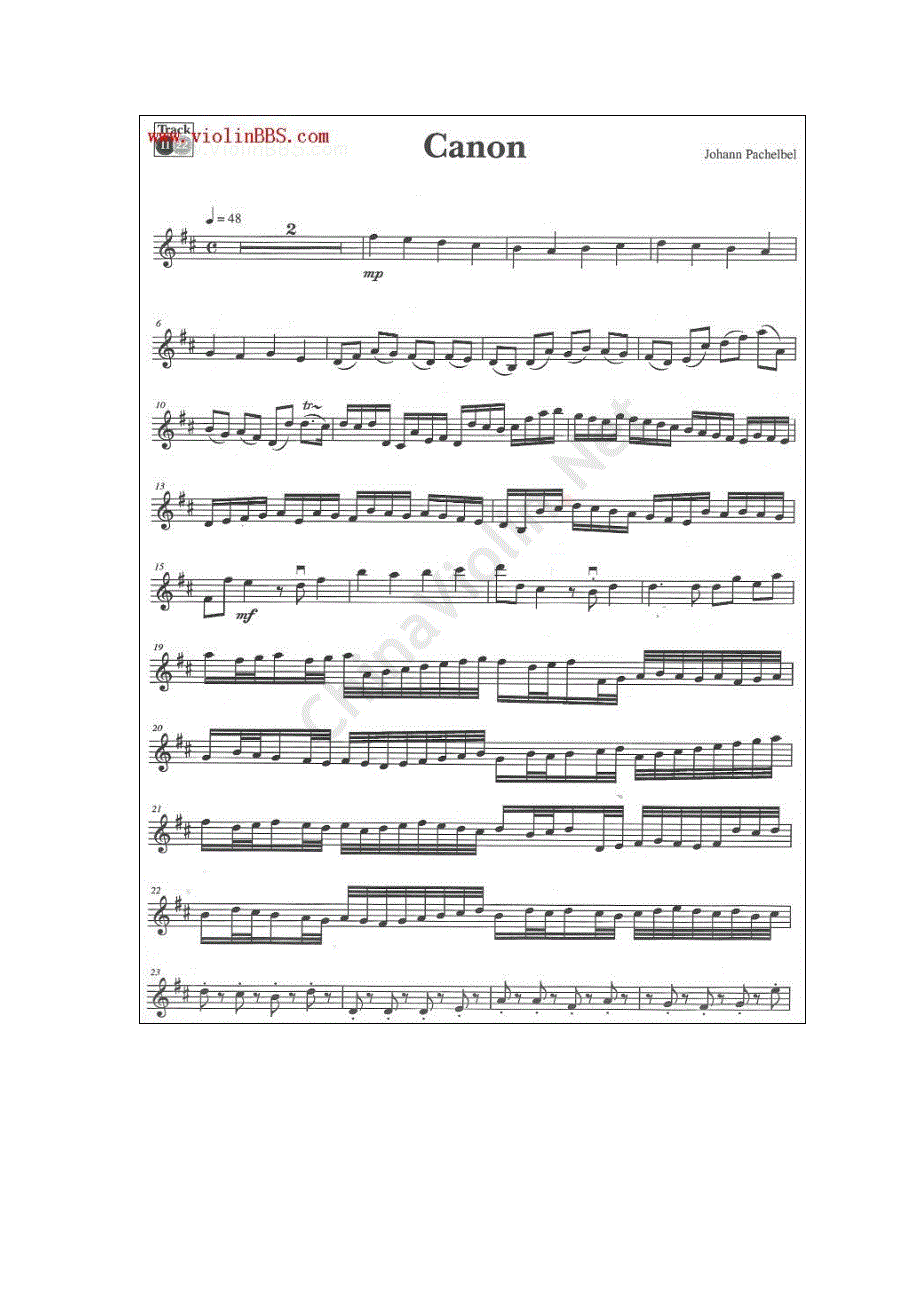 卡农小提琴独奏谱_第1页