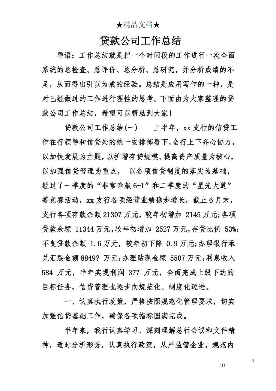 贷款公司工作总结_第1页